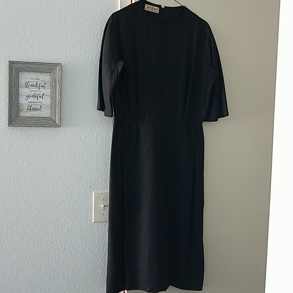 Vintage black wool dress 1950's(John Hogan of La J